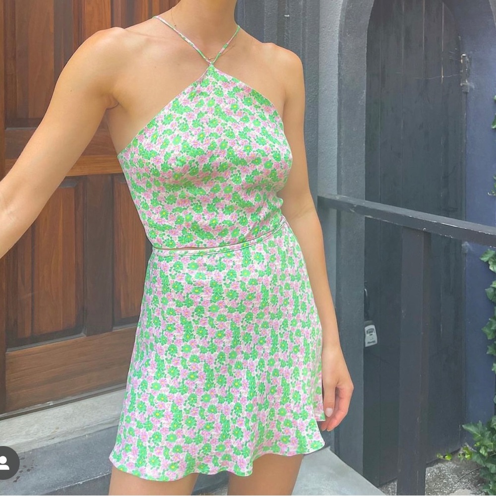 Zara green and pink floral mini set